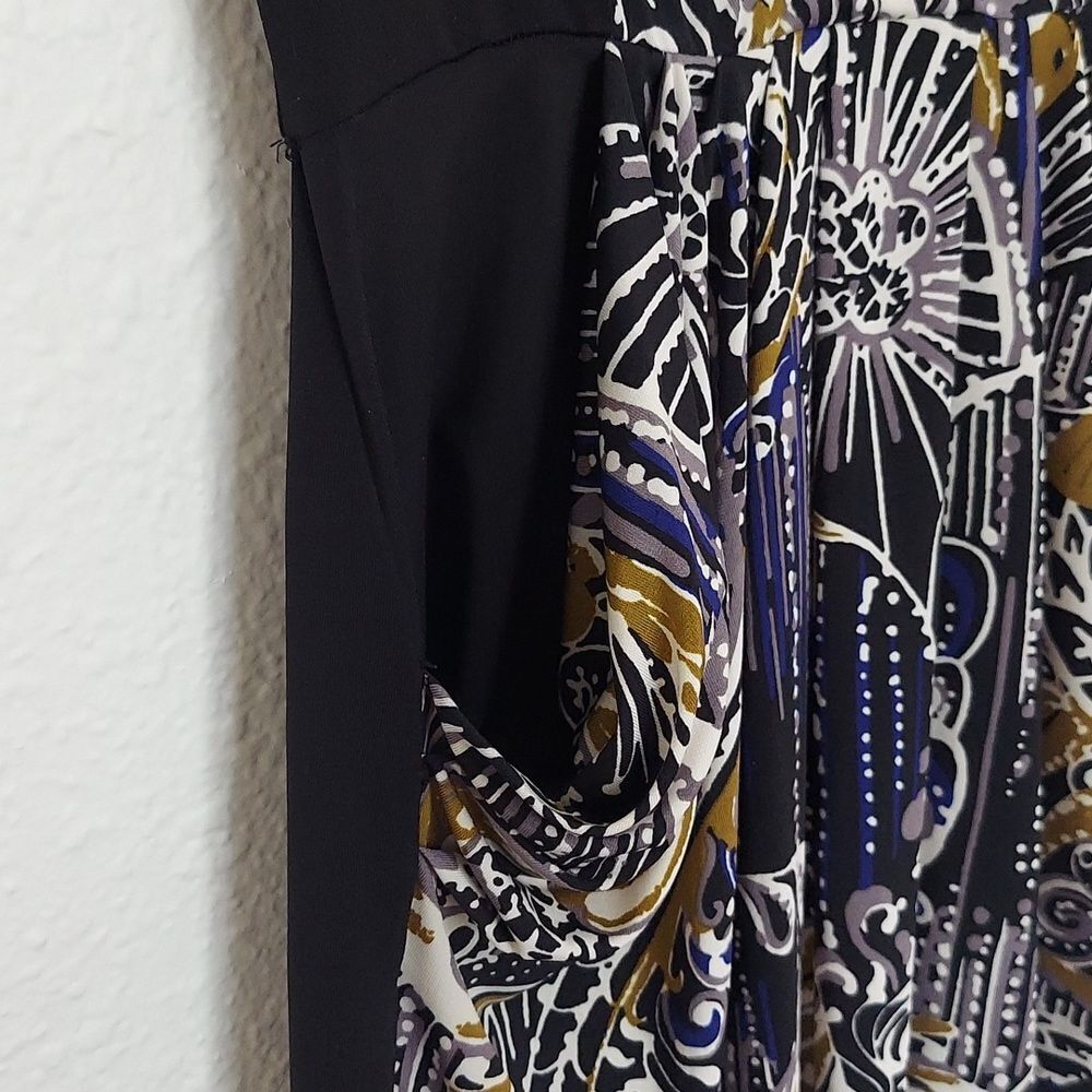 BCBGMaxAzria Black Sheath Midi Dress with Plunge Neckline & Pockets - Picture 5 of 7